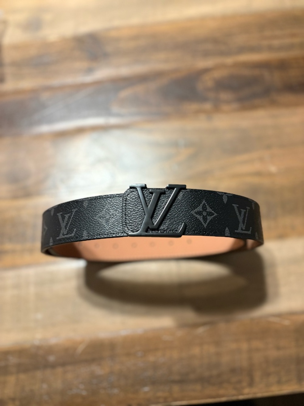 Louis Vuitton Black Monogram Belt with Matte Black LV Buckle 1:1